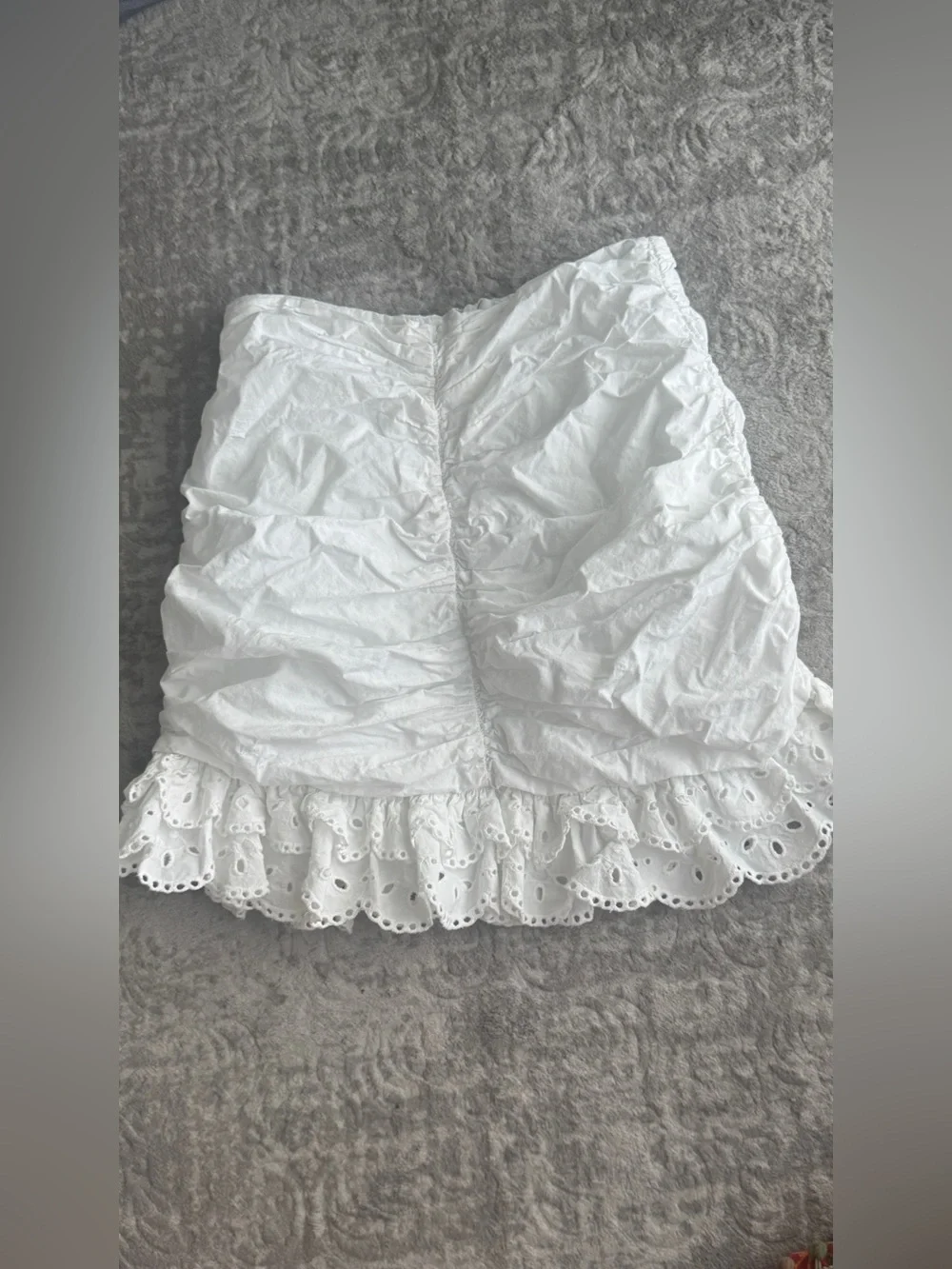 Women’s Zara White Ruffled Eyelet Mini Skirt Size S